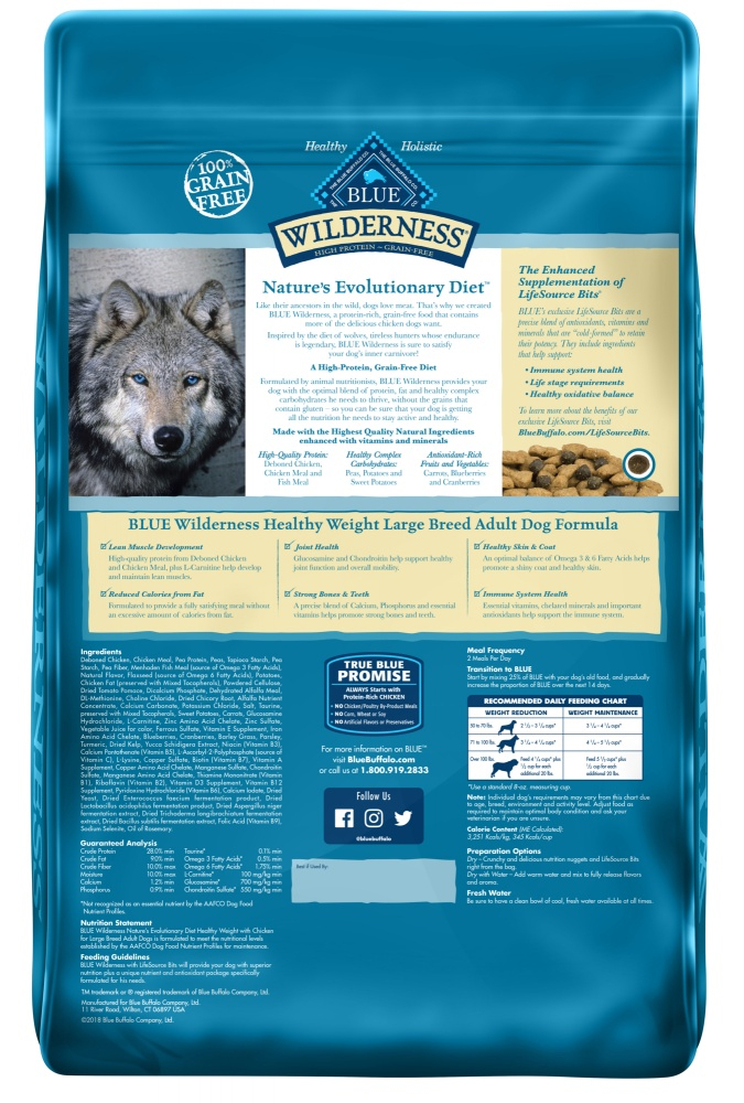 Blue Buffalo Wilderness Grain Free Healthy Weight High Protein Chicken ...