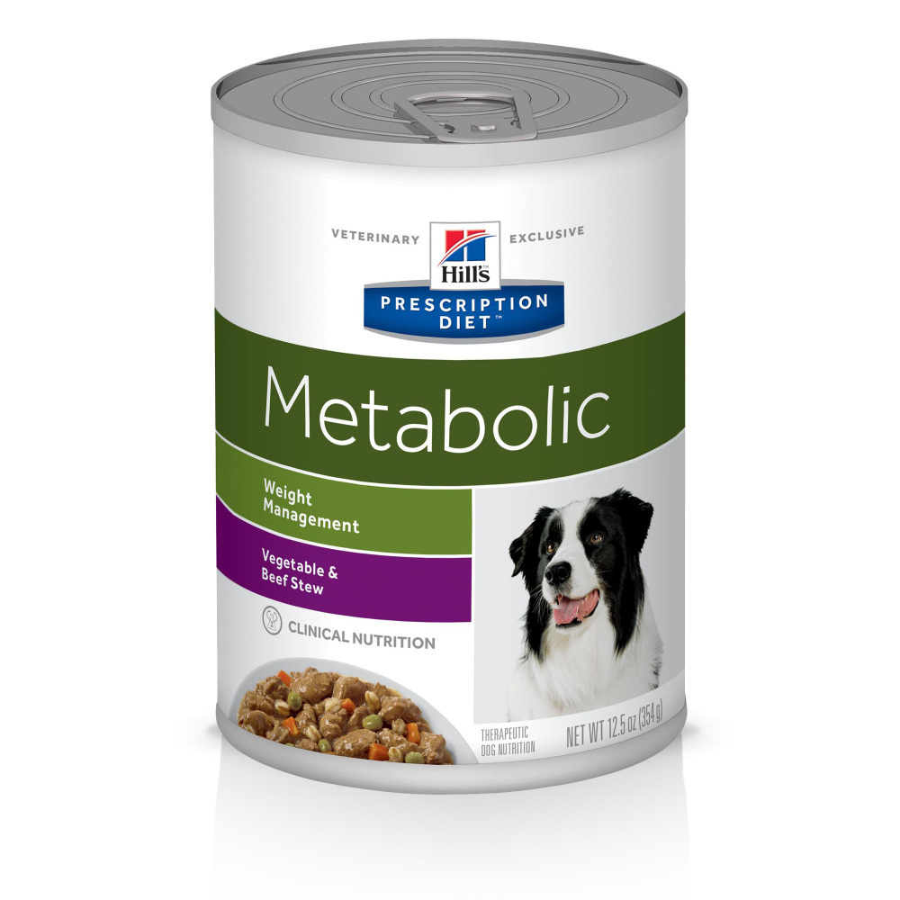 Hill's Prescription Diet Metabolic Canine Vegetable  Beef Stew Canned Dog Food - 12.5 oz, case of 12 Image