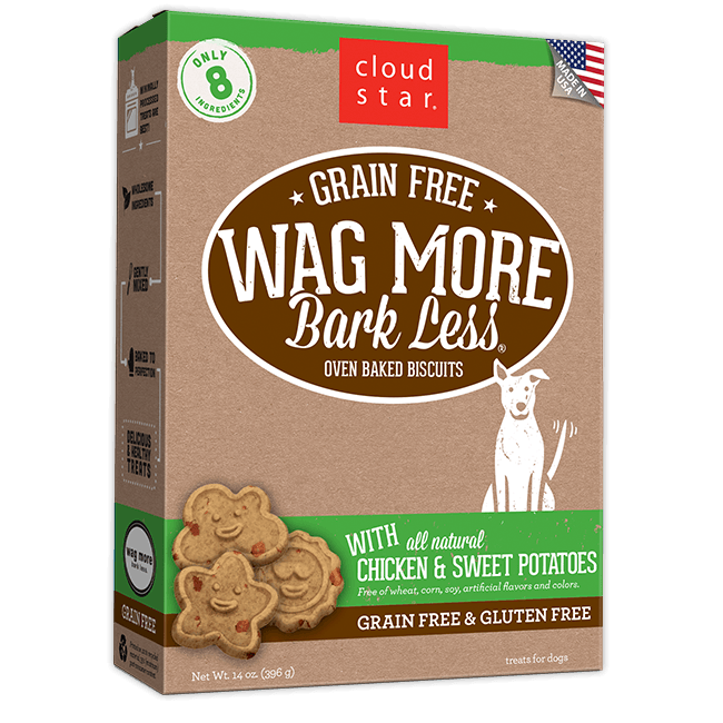 Cloud Star Wag More Bark Less Oven Baked Grain Free Chicken & Sweet Potatoes Dog Treats - 14 oz Image