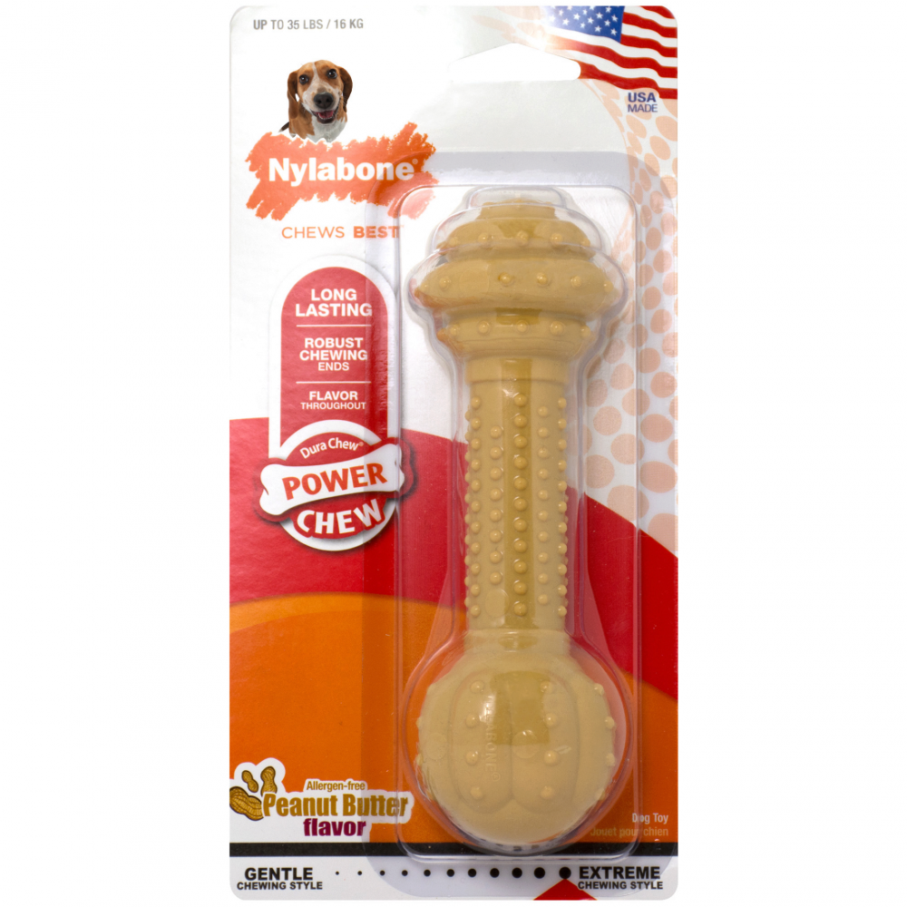 Nylabone Durachew Barbell Peanut Butter Flavor Dog Chew toy - Large Image