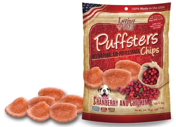 Loving Pets Puffsters Chips Cranberry & Chicken Air Puffed Dog Treats - 4 oz Image