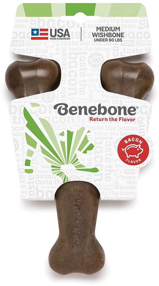 Benebone Bacon Flavored Wishbone Durable Dog Chew toy - Small Image