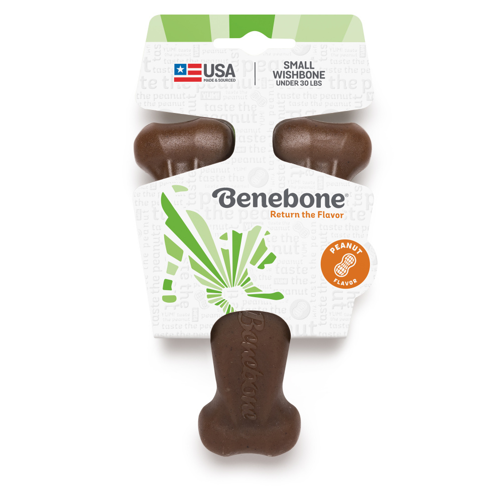 Benebone Peanut Butter Flavored Wishbone Durable Dog Chew toy - Large Image