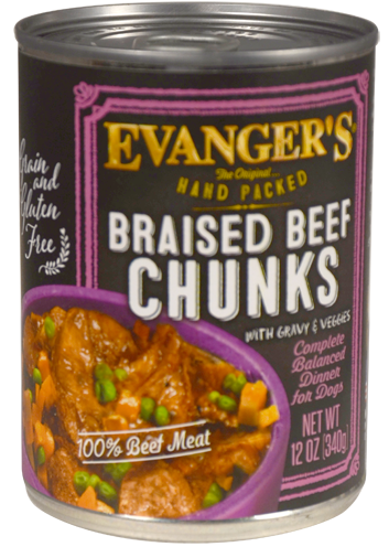 Evanger's Hand Packed Grain Free Braised Beef Chunks with Gravy Canned Dog Food - 13 oz, case of 12 Image
