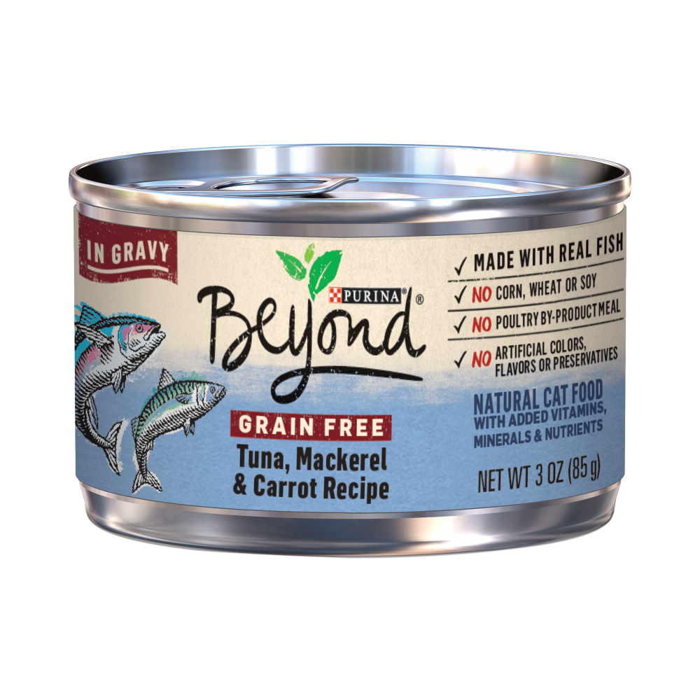 Purina Beyond Grain-Free Tuna, Mackerel  Carrot Recipe in Gravy Canned Cat Food - 3 oz, case of 12 Image