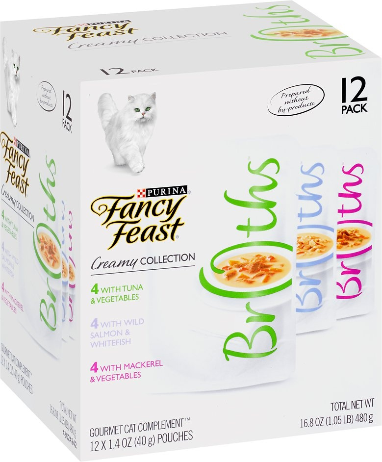 Fancy Feast Creamy Collection Broths Variety Pack Supplemental Cat Food Pouches - 1.4 oz, 12-pack Image