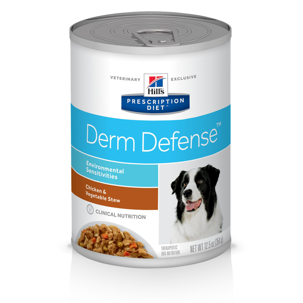 Hill's Prescription Diet Derm Defense Chicken & Vegetable Stew Canned Dog Food - 12.5 oz, case of 12 Image
