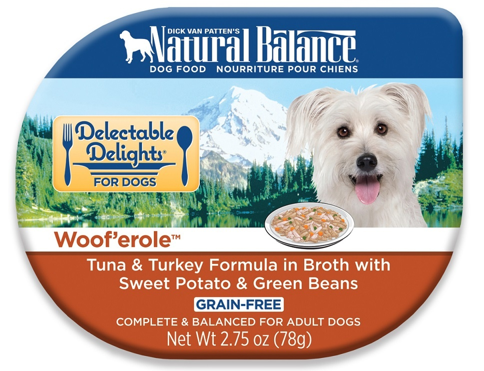 Natural Balance Delectable Delights Wooferole Grain Free Tuna & Turkey in Broth with Sweet Potato & Green Beans Wet Dog Food - 2.75 oz, case of 24 Image