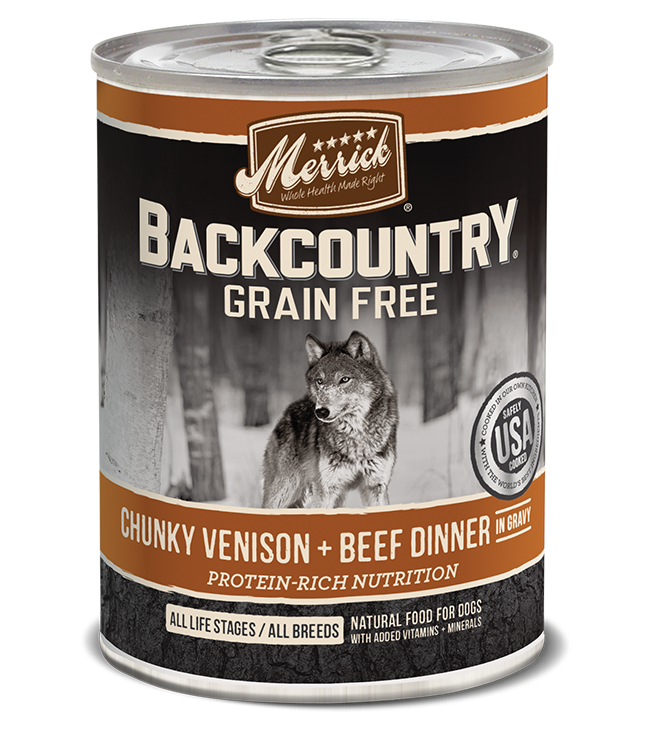 Merrick Backcountry Grain Free Chunky Venison  Beef Canned Dog Food - 12.7 oz, case of 12 Image