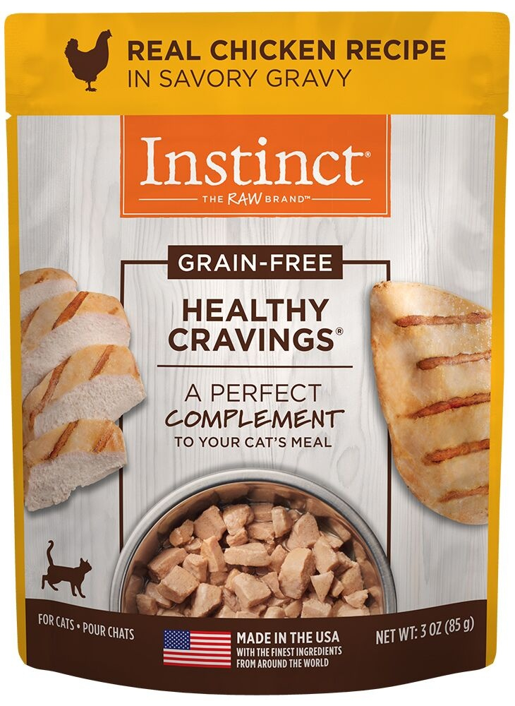 Instinct Healthy Cravings Grain Free Tender Chicken Recipe Meal Topper Pouches for Cats - 3 oz, case of 24 Image