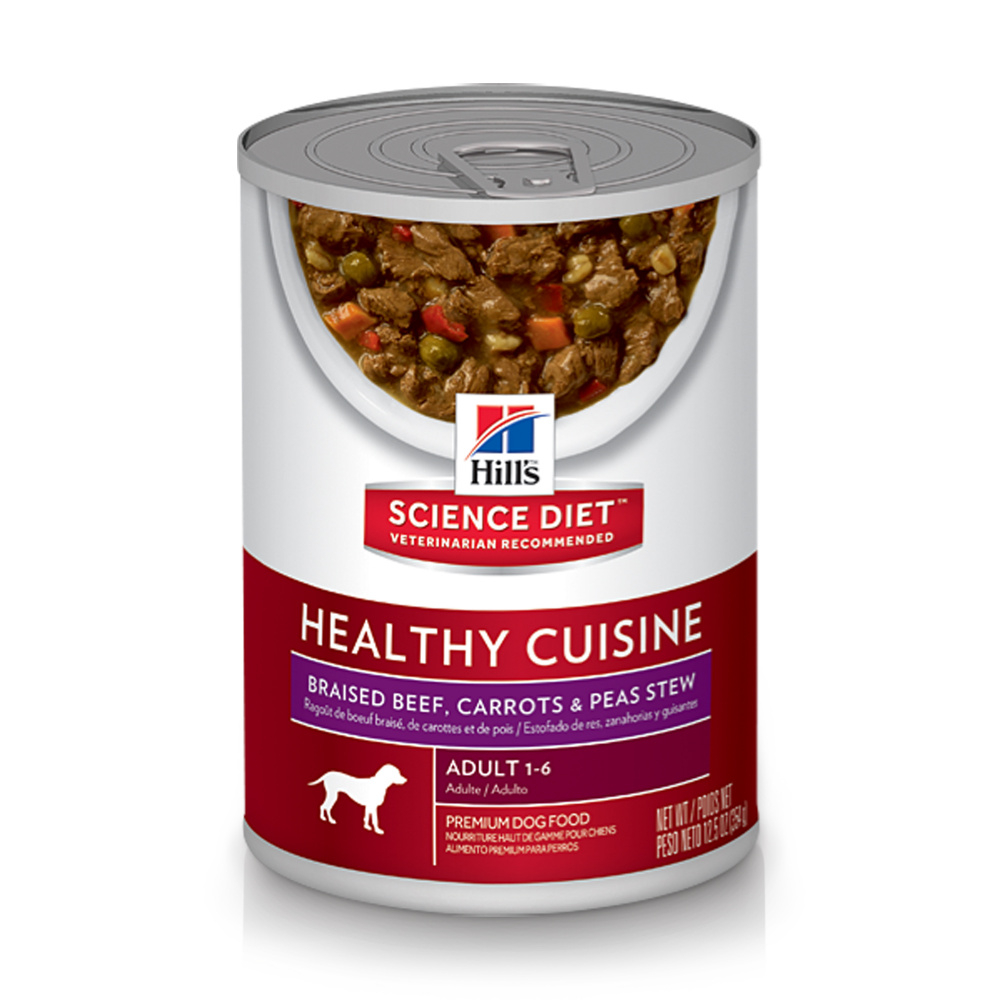 Hill's Science Diet Healthy Cuisine Adult Braised Beef, Carrots,  Peas Stew Canned Dog Food - 12.5 oz, case of 12 Image