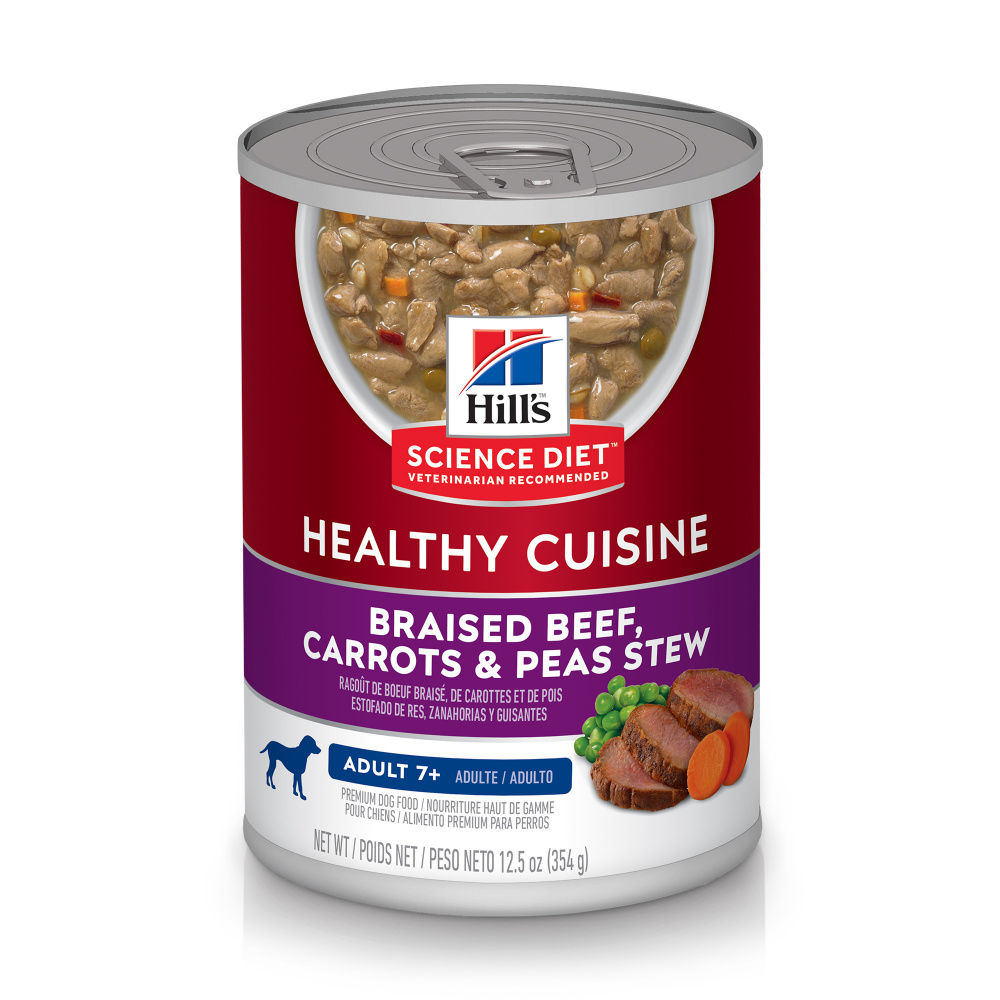 Hill's Science Diet Healthy Cuisine Adult 7+ Braised Beef, Carrots,  Peas Stew Canned Dog Food - 12.5 oz, case of 12 Image