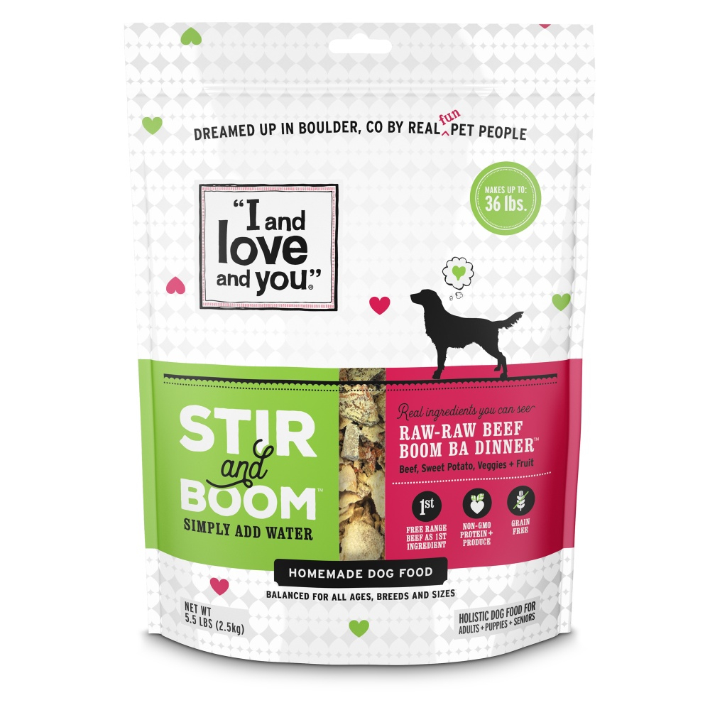I & Love & You Grain Free Stir & Boom Raw Raw Beef Boom Ba Dehydrated Raw Dog Food - 5.5 lb Bag, Makes 36 lb Bags of food Image