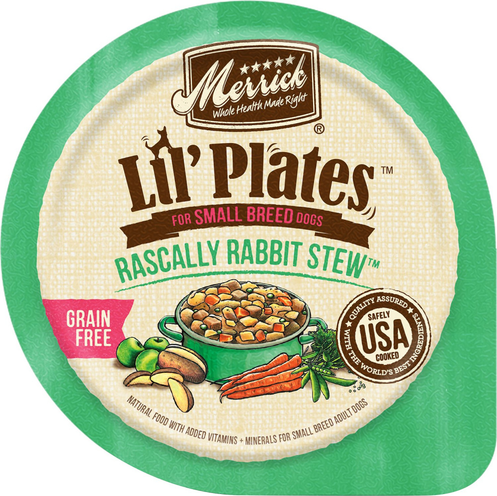 Merrick Lil' Plates Small Breed Grain Free Rascally Rabbit Stew Dog Food Tray - 3.5 oz, case of 12 Image
