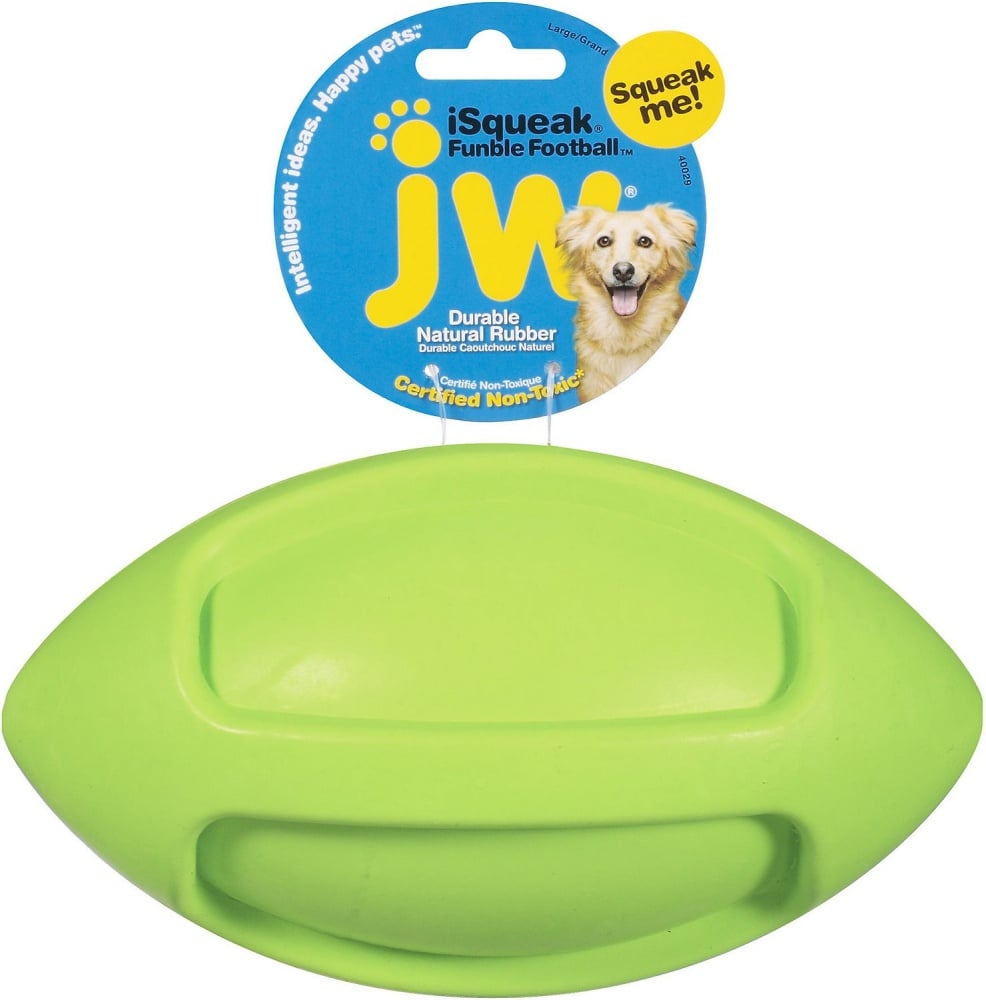 JW Pet iSqueak Funble Football Dog toy - Large Image