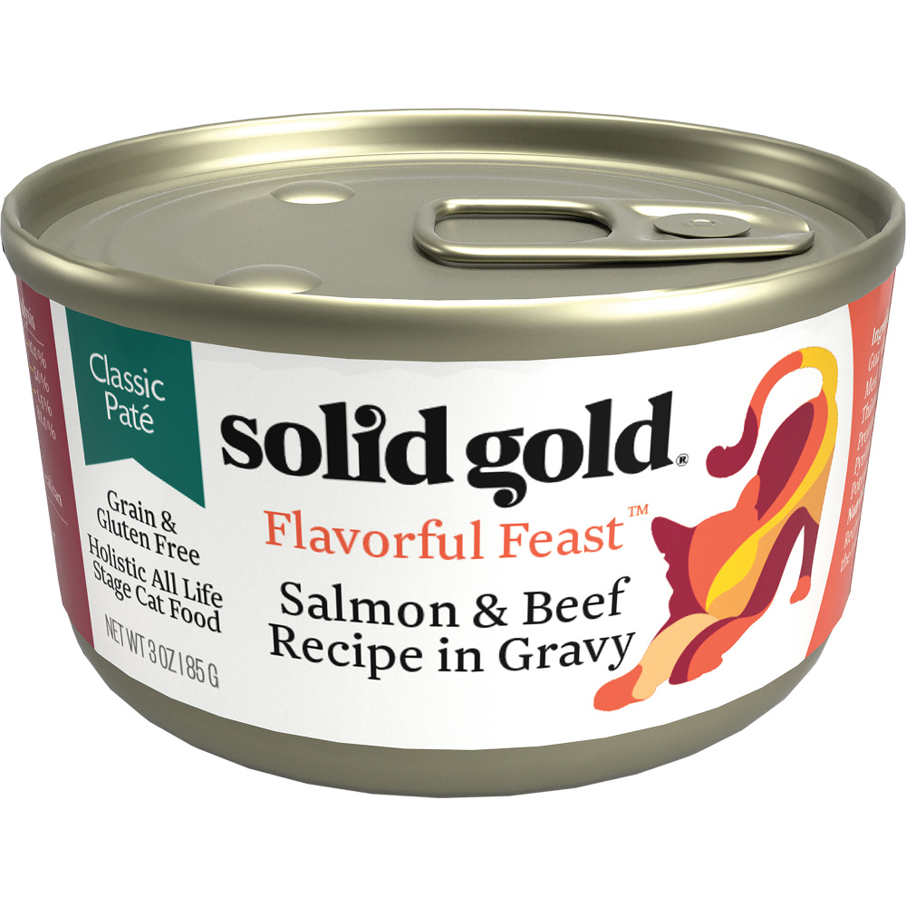 Solid Gold Flavorful Feast Grain Free Salmon  Beef in Gravy Recipe Canned Cat Food - 3 oz, case of 24 Image