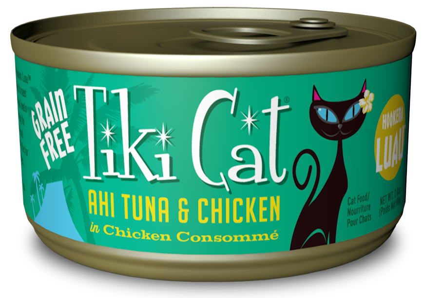 Tiki Cat Hookena Luau Grain Free Ahi Tuna & Chicken In Chicken Consomme Canned Cat Food - 6 oz, two cases of 8 Image