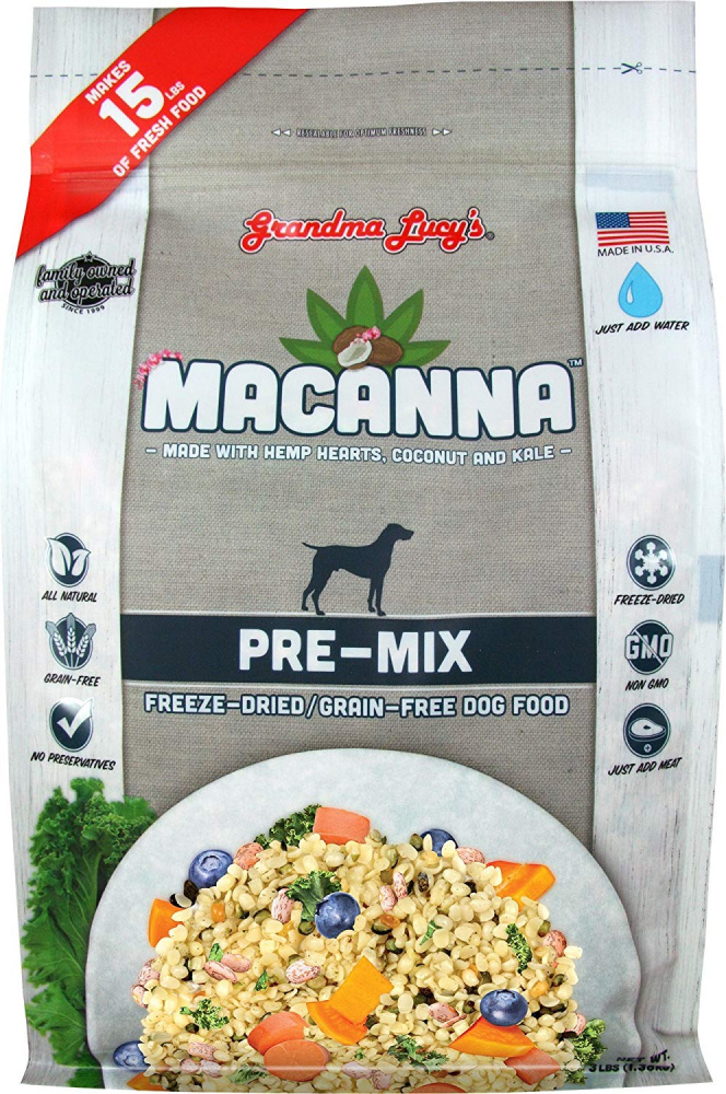 Grandma Lucy's MACANNA Premix Freeze-Dried Grain-Free Dog Food - 3 lb Bag, Makes 15 lb Bags of food Image