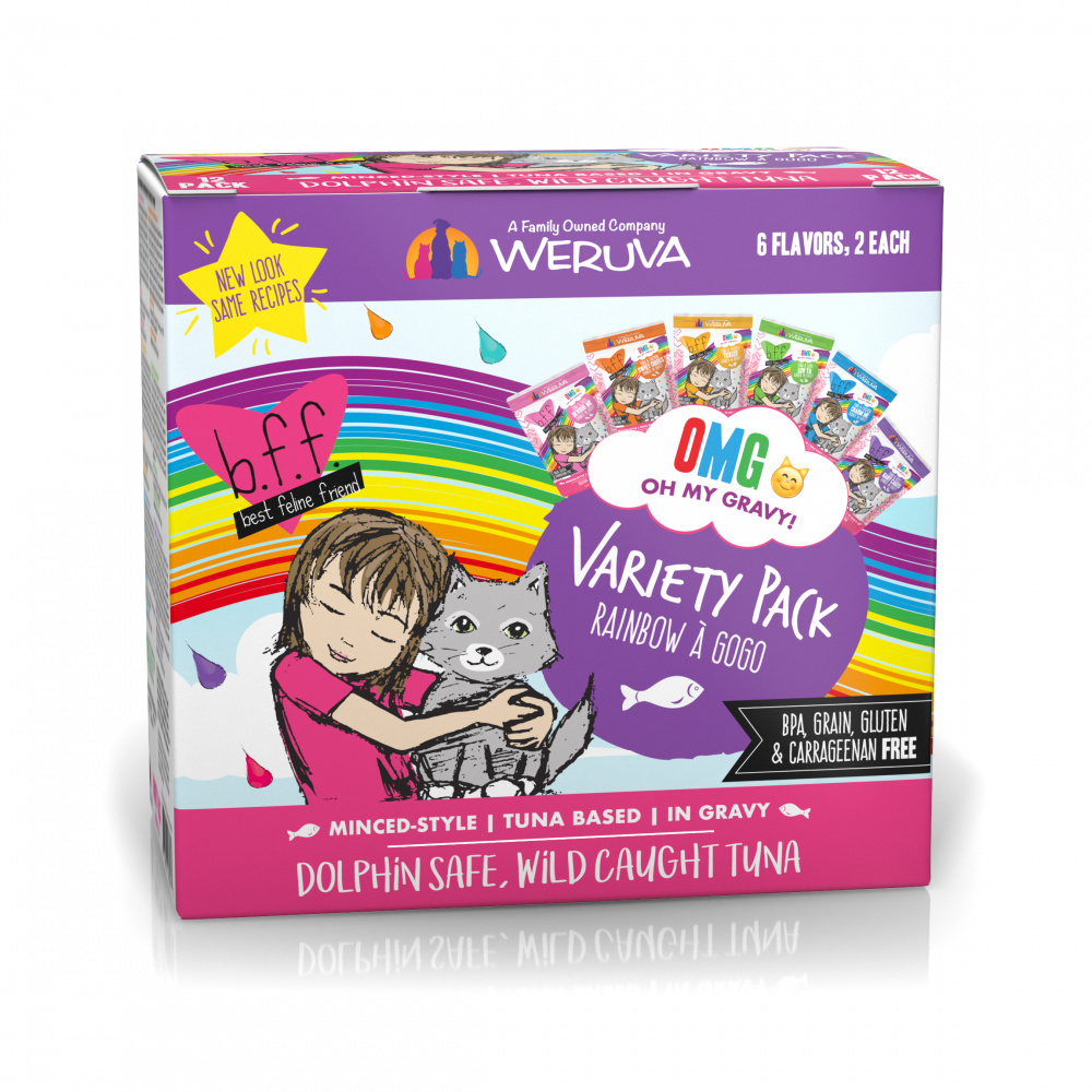 Weruva Grain Free BFF OMG Rainbow A Go Go Cat Variety Pouches Pack - 3 oz, case of 12 Image