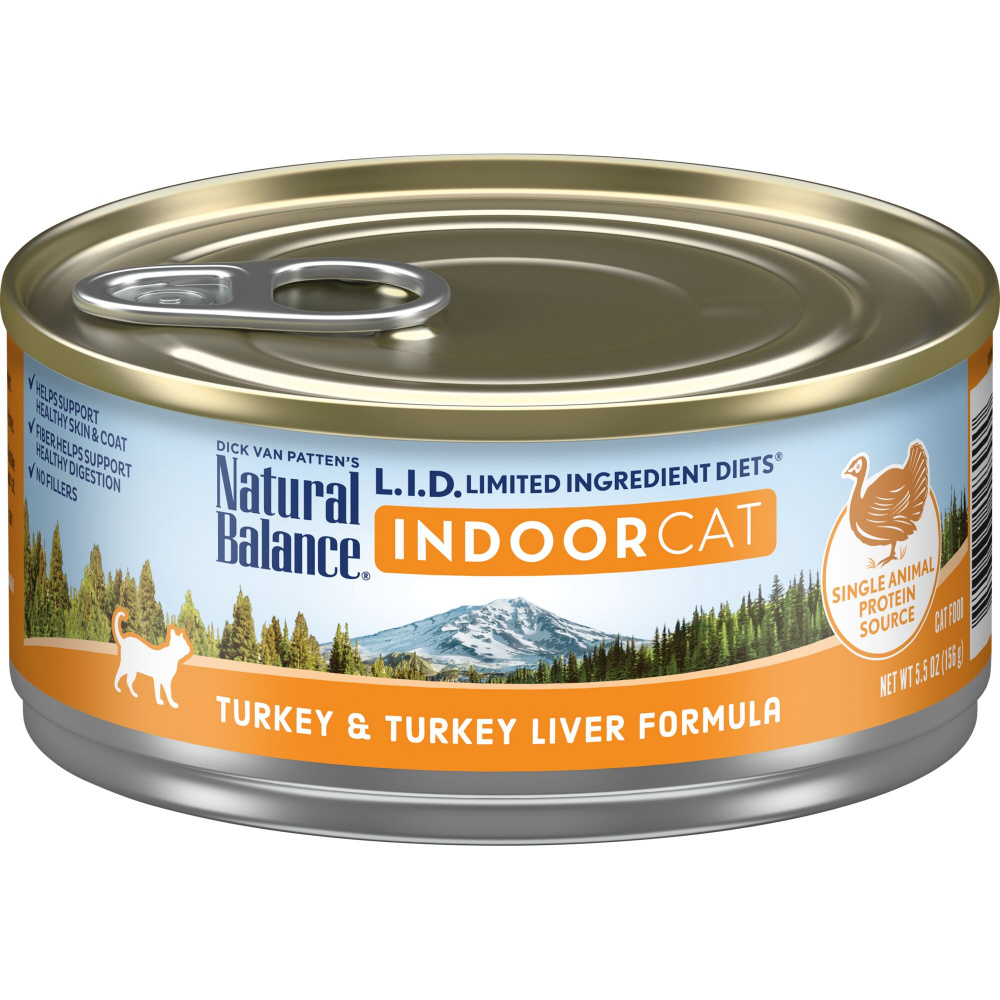 Natural Balance L.I.D. Limited Ingredient Diets Turkey  Turkey Liver Indoor Canned Cat Food - 5.5 oz, case of 24 Image