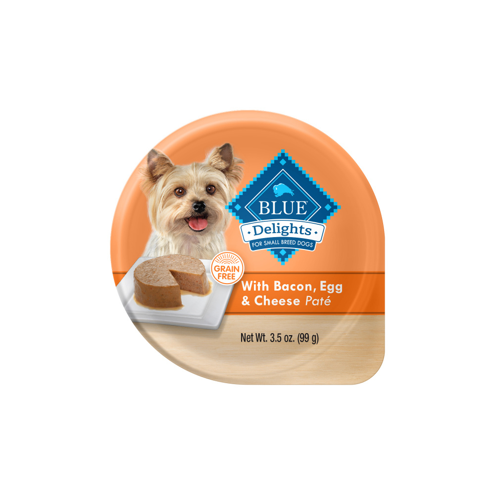 Blue Buffalo Blue Delights Small Breed Bacon, Egg  Cheese Breakfast Bites Pate Dog Food Cup - 3.5 oz, case of 12 Image
