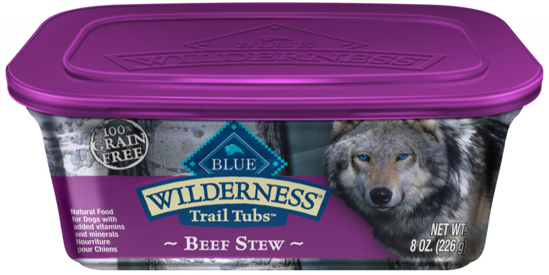 Blue Buffalo Wilderness Trail Tubs Grain Free Beef Stew Dog Food Tray - 8 oz, case of 8 Image