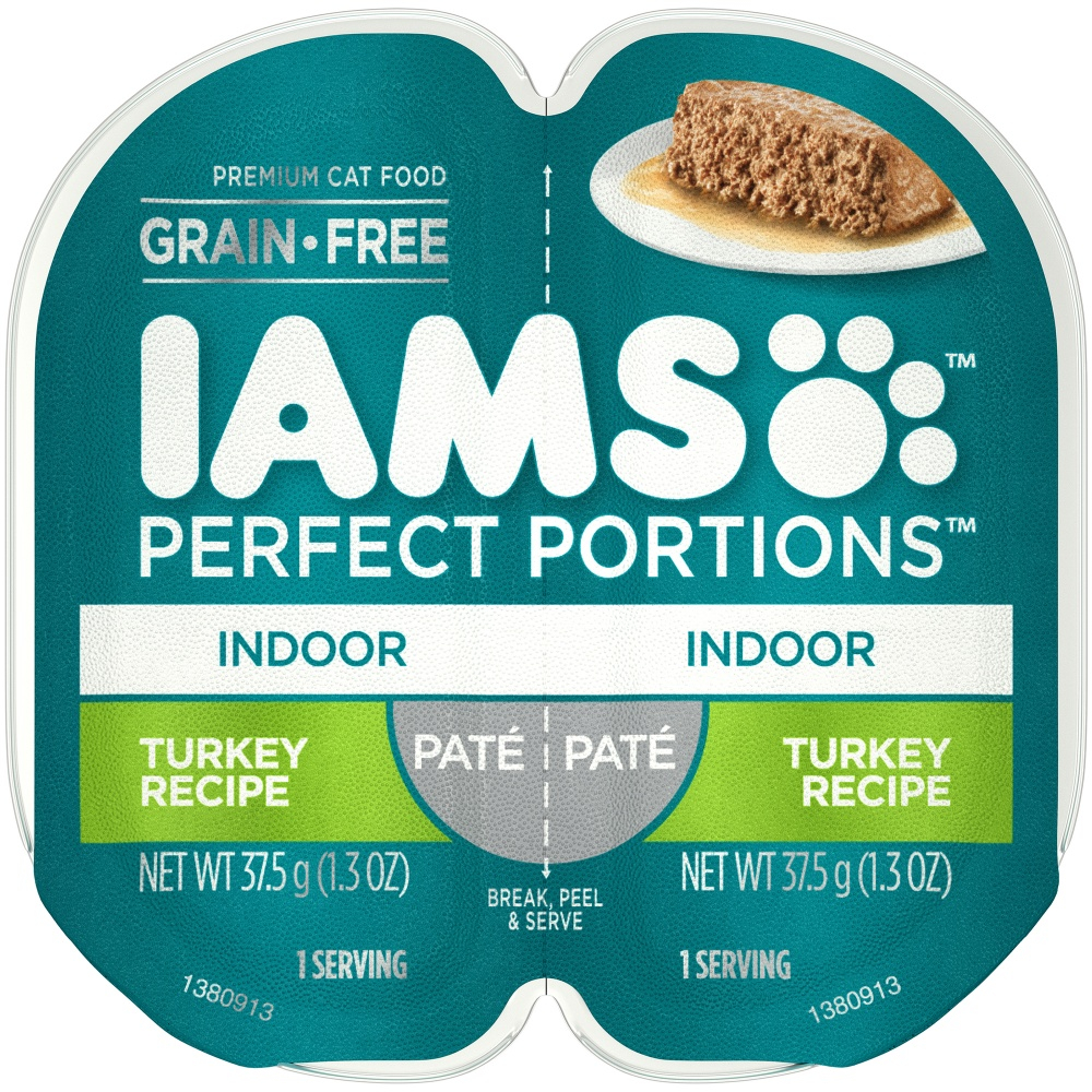 Iams Perfect Portions Indoor Turkey Pate Wet Cat Food Tray - 2.6 oz, case of 24 Image