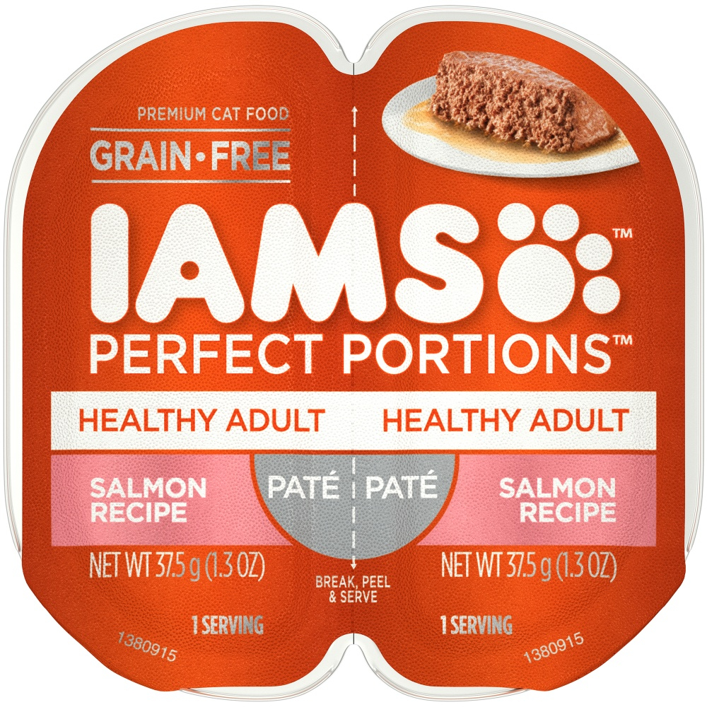 Iams Perfect Portions Healthy Adult Salmon Pate Wet Cat Food Tray - 2.6 oz, case of 24 Image