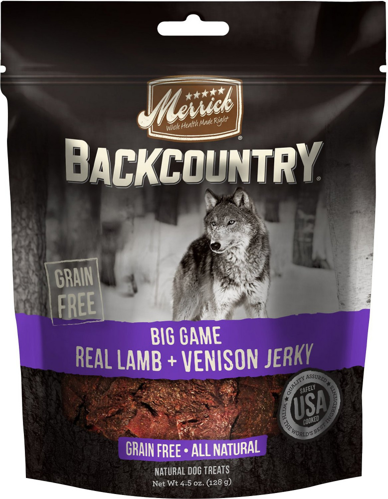 Merrick Backcountry Big Game Grain Free Real Lamb  Venison Jerky Dog Treats - 4.5 oz Image