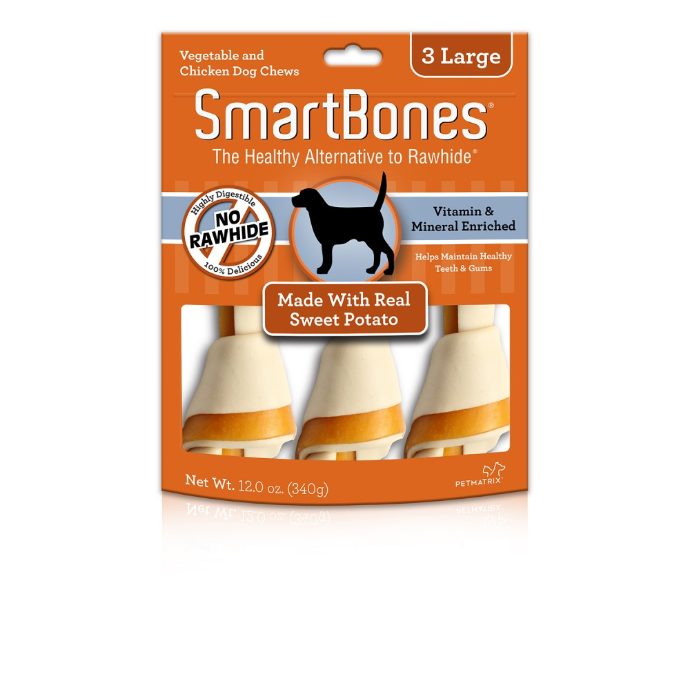 SmartBones Rawhide-Free Sweet Potato Dog Treats - 12 oz, Large 3-Pack Image