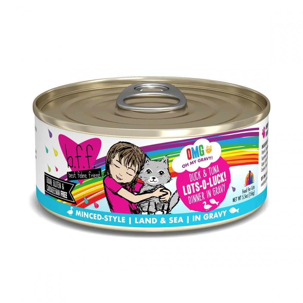 Weruva BFF Oh My Gravy Lots-O-Luck Grain Free Duck  Tuna in Gravy Canned Cat Food - 5.5 oz, case of 8 Image