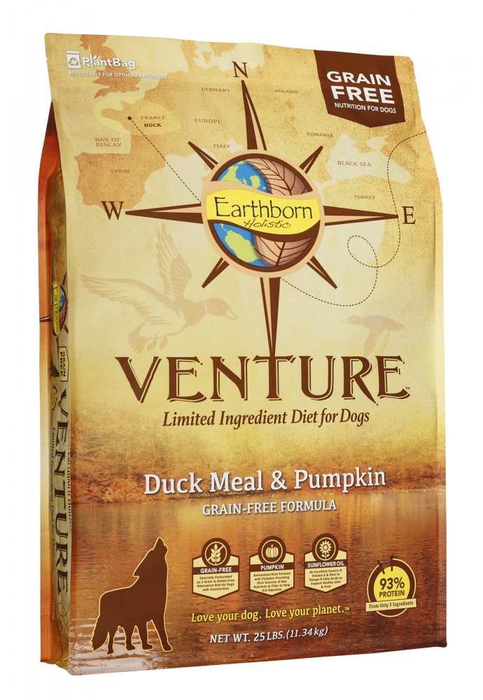 Earthborn Holistic Venture Grain Free Duck Meal & Pumpkin Dry Dog Food - 12.5 lb Bag Image
