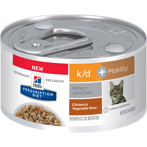 Hill's Prescription Diet Feline Kidney Care k/d + Mobility Chicken  Vegetable Stew Canned Cat Food - 2.9 oz, case of 24 Image