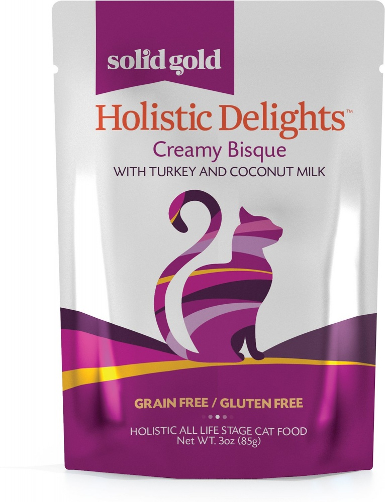Solid Gold Holistic Delights Grain Free Creamy Bisque with Turkey  Coconut Milk Wet Cat Food Pouch - 3 oz, case of 24 Image