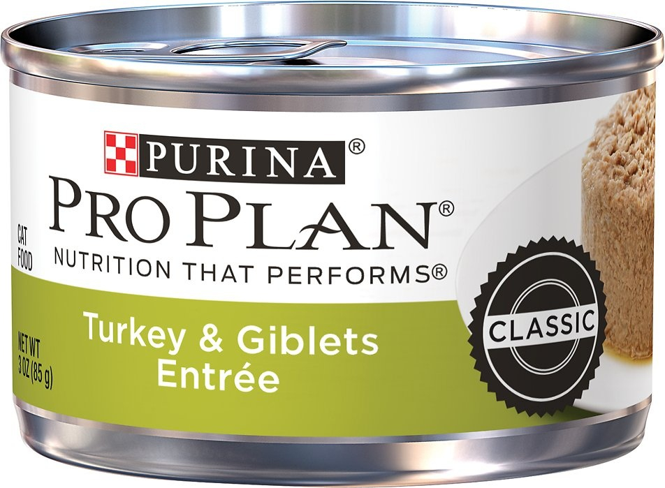 Purina Pro Plan Adult Classic Turkey  Giblets Entree Canned Cat Food - 3 oz, case of 24 Image