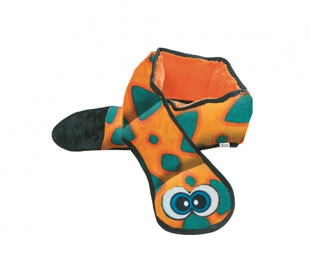 Outward Hound Invincibles Snakes Orange/Blue Squeak Dog toy - 3 Squeaker Image