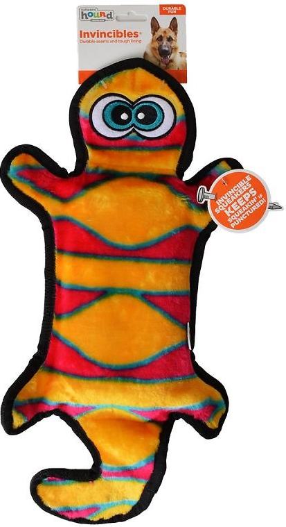 Outward Hound Invincibles Gecko Red/Orange Squeaky Dog toy - 4 Squeaker Image