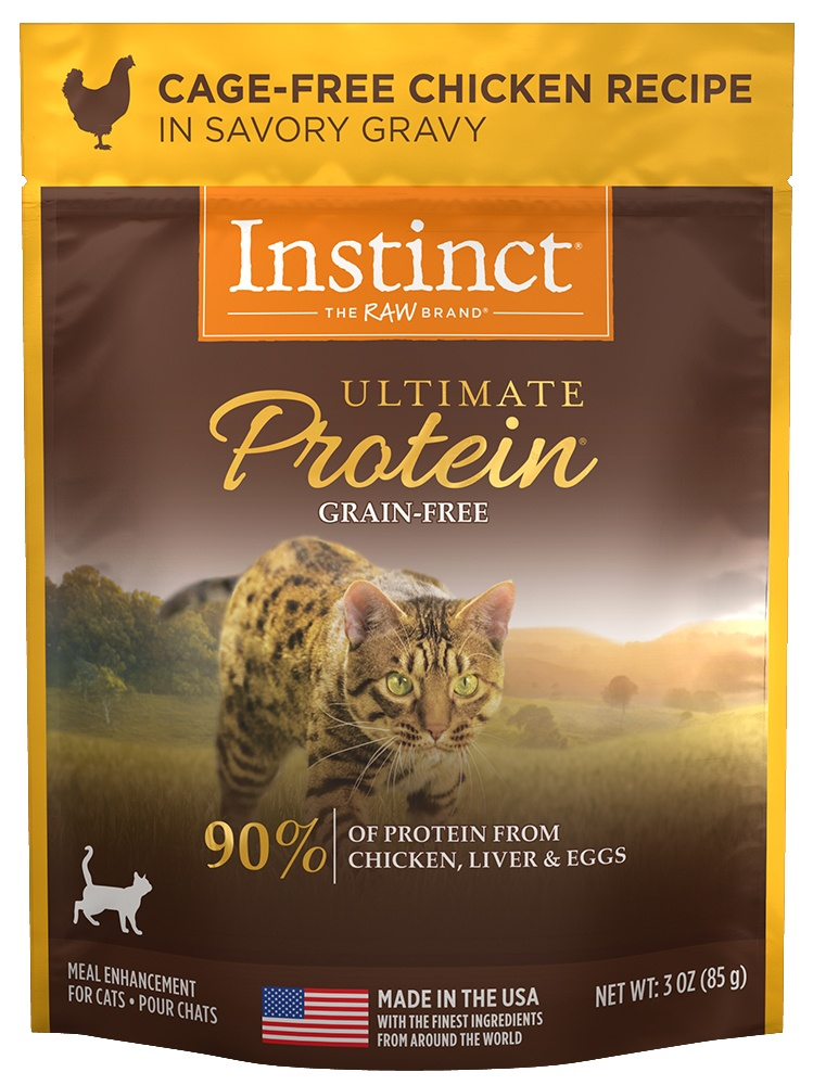Instinct Ultimate Protein Grain Free Cage Free Chicken Recipe Wet Cat Food Topper Pouch - 3 oz, case of 24 Image