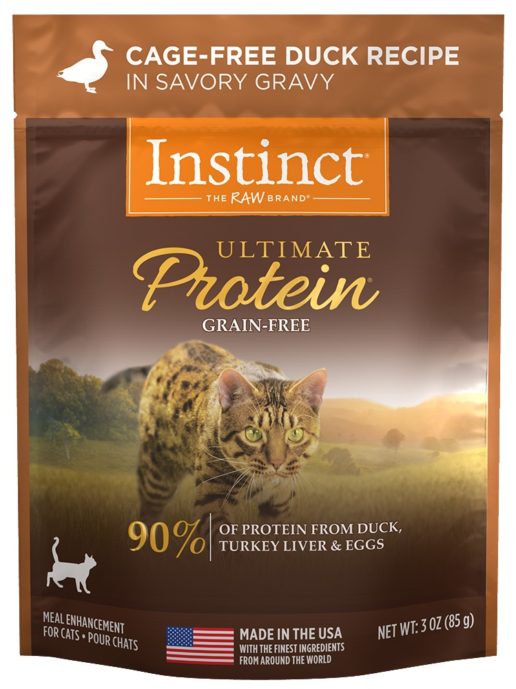 Instinct Ultimate Protein Grain Free Cage Free Duck Recipe Wet Cat Food Topper Pouch - 3 oz, case of 24 Image