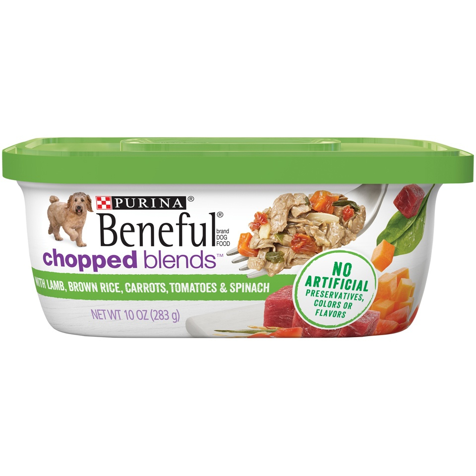 Beneful Chopped Blends With Lamb, Brown Rice, Carrots, Tomatoes  Spinach Wet Dog Food Tubs - 10 oz, case of 8 Image