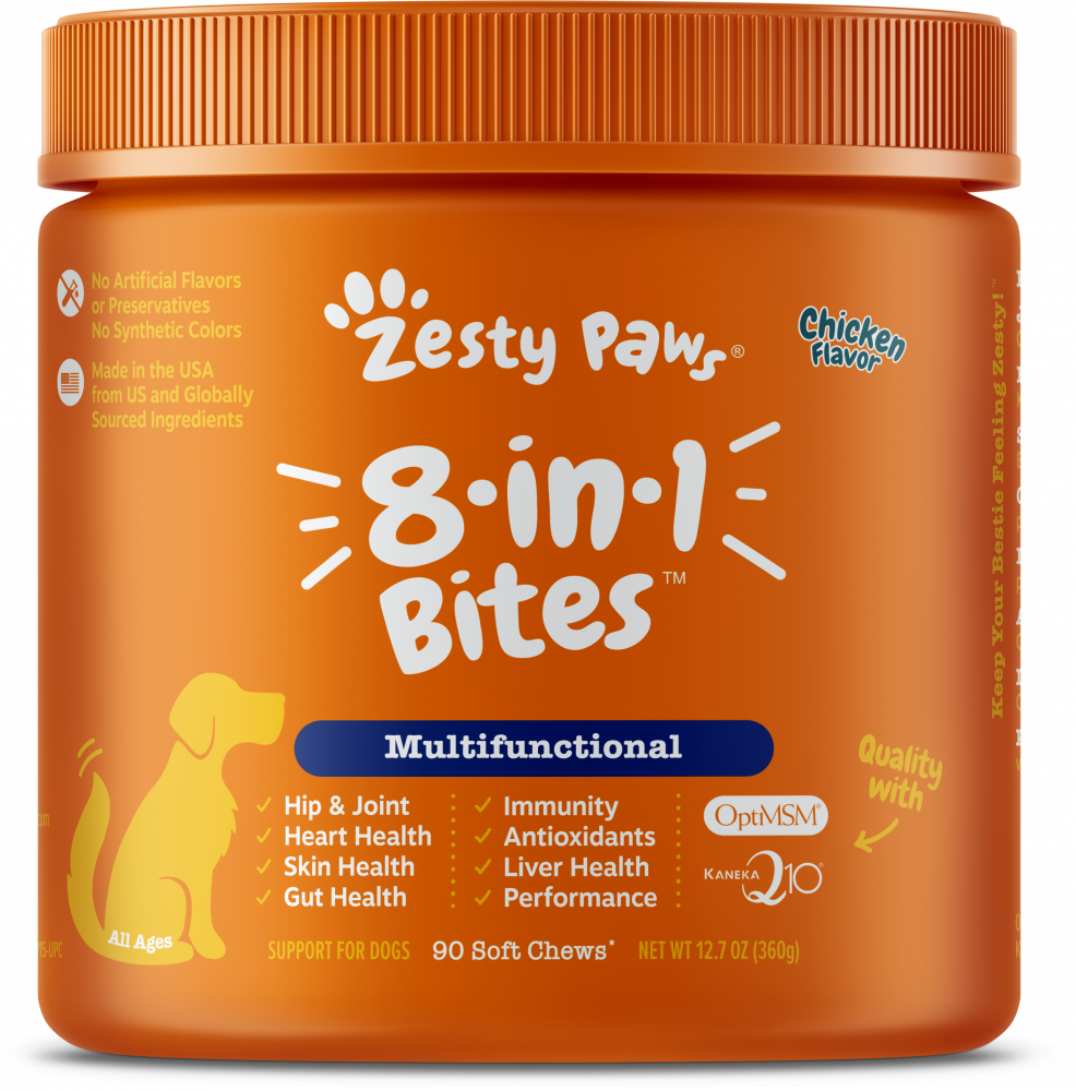 Zesty Paws Mobility Broth Booster Hip & Joint Supplement For Dogs Chicken  Bone Broth Flavor