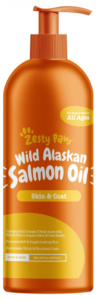 Zesty Paws Natural Skin & Coat Support Pure Wild Alaskan Salmon Oil for ...