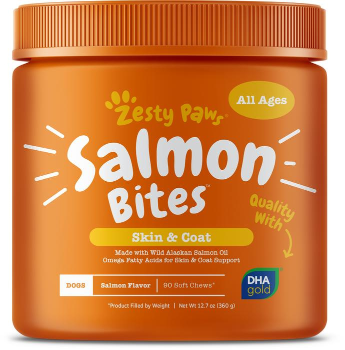 Zesty Paws Omega-3 Salmon Bites Skin  Coat Support Soft Chews for Dogs - 12.7 oz Image