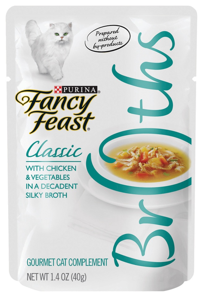 Fancy Feast Classic Broths with Chicken  Vegetables Supplemental Cat Food Pouches - 1.4 oz, case of 16 Image