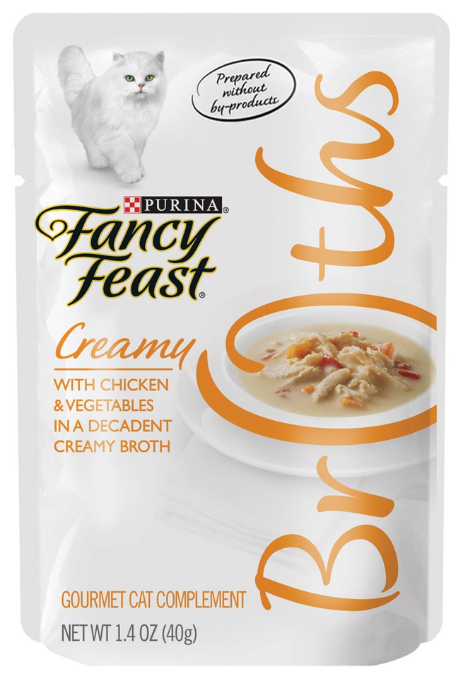 Fancy Feast Creamy Broths with Chicken  Vegetables Supplemental Cat Food Pouches - 1.4 oz, case of 16 Image