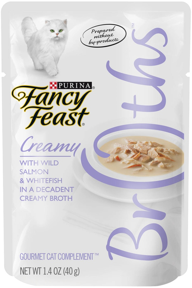 Fancy Feast Creamy Broths With Wild Salmon  Whitefish Supplemental Cat Food Pouches - 1.4 oz, case of 16 Image