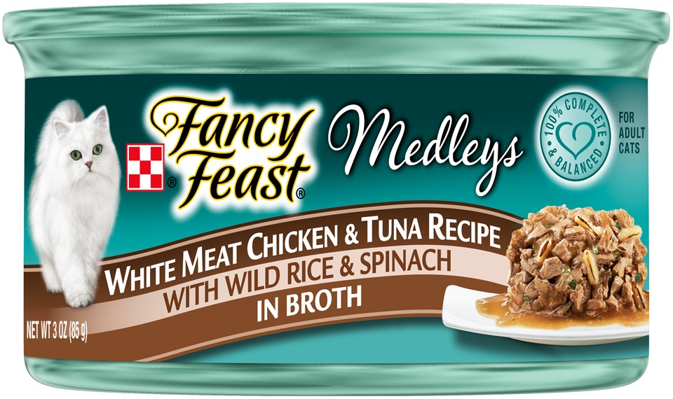 Fancy Feast Medleys White Meat Chicken  Tuna Recipe Canned Cat Food - 3 oz, case of 24 Image