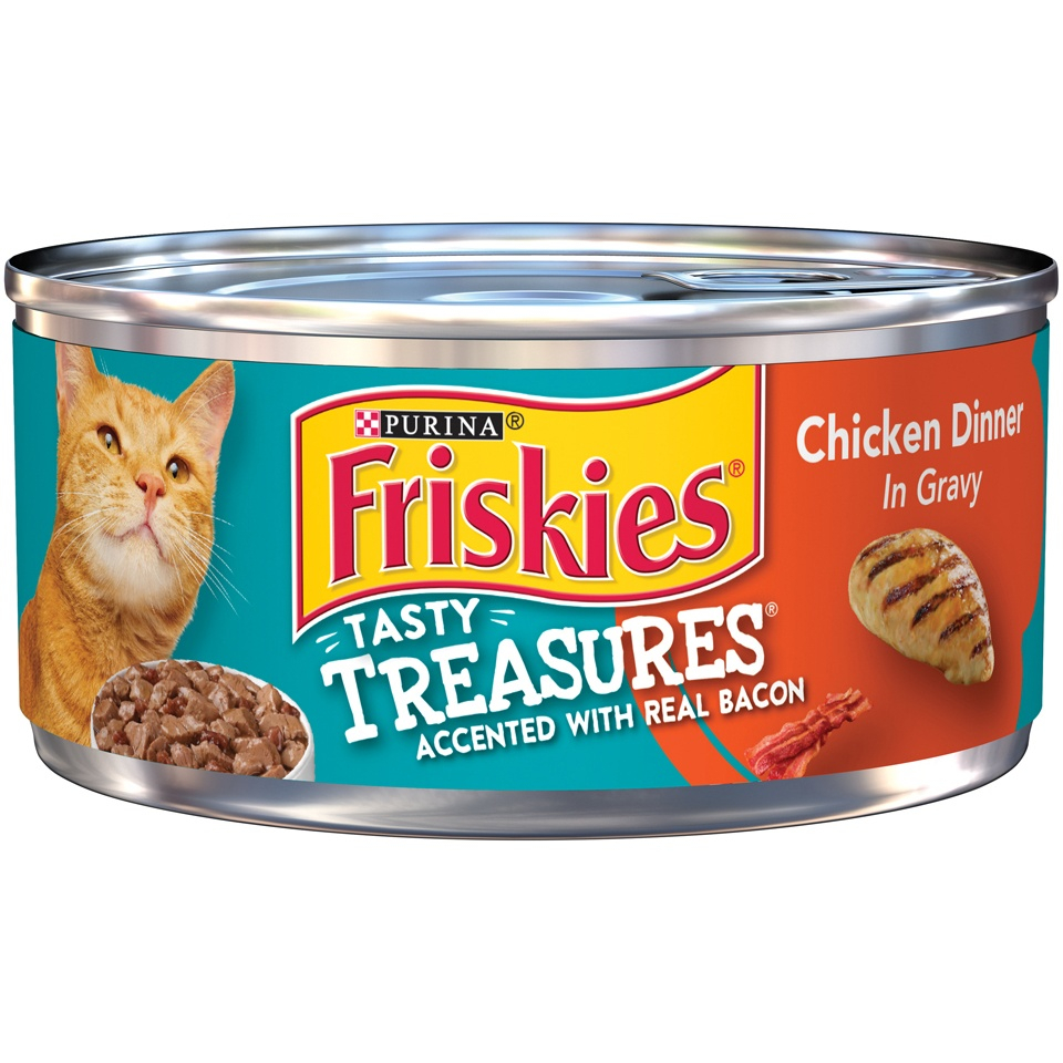 Friskies Tasty Treasures Chicken Dinner in Gravy Canned Cat food - 5.5 oz, case of 24 Image