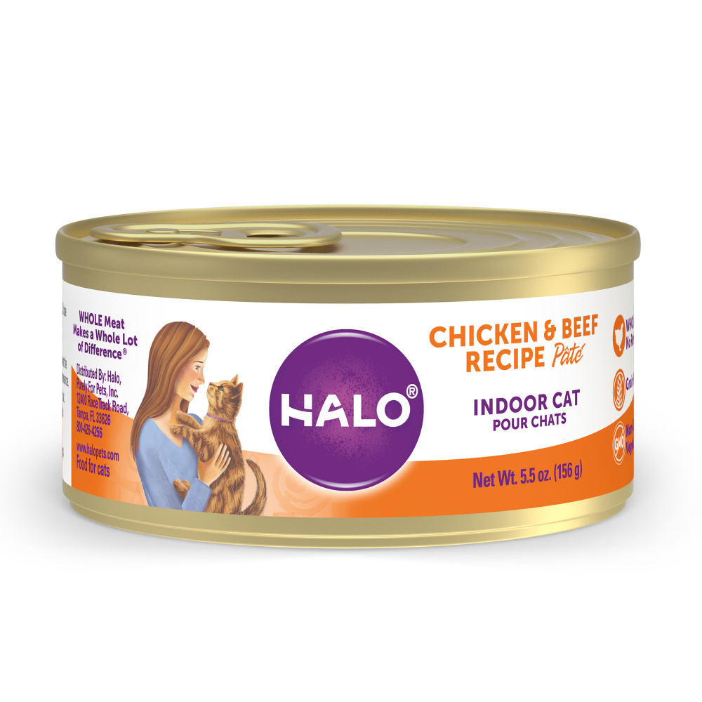 Halo Grain Free Indoor Cat Chicken  Beef Pate Canned Cat Food - 5.5 oz, case of 12 Image