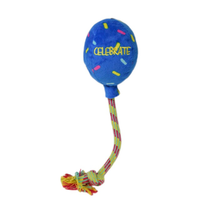 KONG Occasions Blue Birthday Balloon Rope  Plush Dog toy - Medium Image